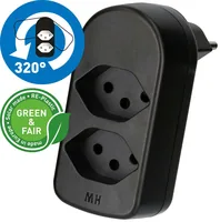 Max Hauri Abzweigstecker ADAPT 2x Typ 13 drehbar Green+Fair - Detailfarbe: Schwarz - Schalter: Nein - Steckdosenanzahl: 2 - Ausstattung: drehbar 320° - Kinderschutz: Nein