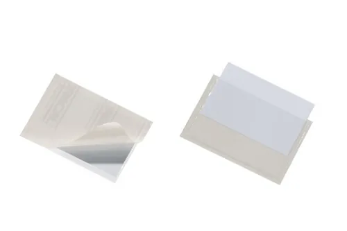 DURABLE Visitenkartenetui  Selbstklebend 57 x 90 mm, 100 Stück - Anzahl Visitenkarten: 1 Stück - Produkttyp: Visitenkartenetui - Material: Kunststoff - Detailfarbe: Transparent
