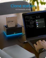 ICY BOX Docking- und Klonstation IB-127CL-U3 - Card Reader: Kein - Datenanschluss Seite A: USB 3.0 - Stromversorgung: Externes Netzteil - Detailfarbe: Schwarz - Speicherschnittstelle: SATA III (6Gb/s) - Festplatten Formfaktor: 3.5 - 2.5