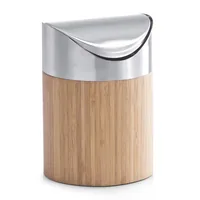Zeller Present 25281 trash can Round Bamboo Bamboo, Silver