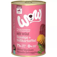WOW Nassfutter Adult Wild, 400 g - Tierbedürfnis: Kein besonderes Bedürfnis - Geschmacksrichtung: Wild - Zertifikate: Keine Zertifizierung - Fleischsorte: Wild - Futtereigenschaft: Ohne künstliche Zusätze - Glutenfrei - Hoher Fleischanteil - Ohne Zuckerzu