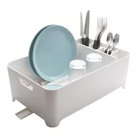 Yamazaki Abtropfgestell Tower Weiss - Tiefe: 24 cm - Breite: 38 cm - Detailfarbe: Weiss - Geschirrhalterung: Tellerhalterung - Besteckhalter - Höhe: 13 cm - Produkttyp: Abtropfgestell