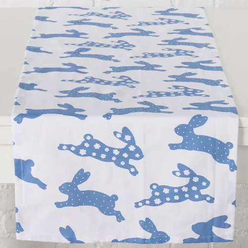 Boltze Tischläufer Charly, 140 x 40 cm - Material: Polyester (PES) - Produkttyp: Tischläufer - Detailfarbe: Blau - Weiss