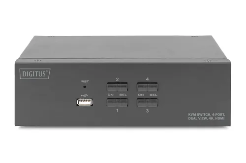 DIGITUS KVM Switch 4-Port 4K30Hz 2xHDMI 2xUSBA 2x3,5mKlinke