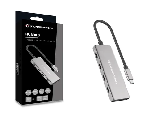 CONCEPTRONIC 4-1 Dock USB-C->3xUSB-C100WPD 25cm gr