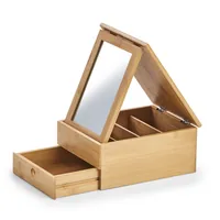 Zeller Present Schmuckhalter mit Spiegel Nature - Befestigung: Keine - Detailfarbe: Nature - Wandmontage: Nein - Utensilienhalter Typ: Bad Utensilienhalter - Detailmaterial: Bambus - Grundmaterial: Holz