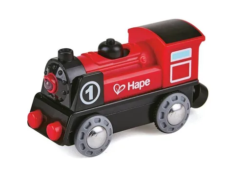 Hape Eisenbahn Batteriebetriebene Lokomotive Nr. 1 - Kategorie: Eisenbahnwagen & Lokomotiven - Altersempfehlung ab: 3 Jahren - Material: Kunststoff - Holz - Eigenschaften: Keine Eigenschaft - Zertifikate: Keine Zertifizierung
