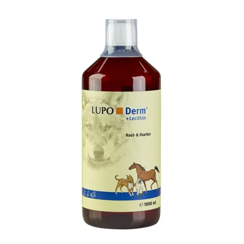 Luposan Hunde-Nahrungsergänzung Derm, 500 ml - Nahrungsergänzungstyp: Flüssig - Tierbedürfnis: Haut & Fell - Nachhaltigkeit: Nicht angegeben - Produkttyp: Ergänzungsfutter - Tierart: Hund - Katze - Pferd - Packungsgrösse: 500 g