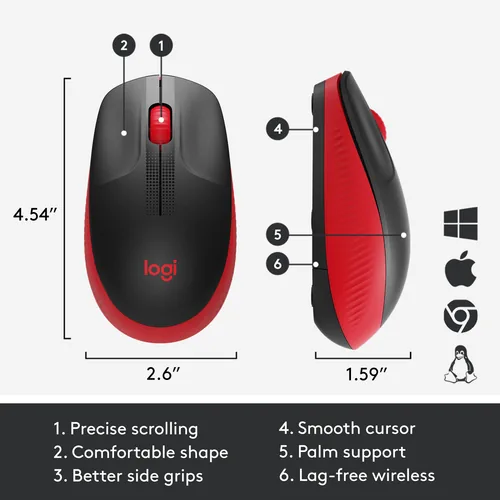 Logitech M190 optisch wireless Red