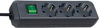 Brennenstuhl Eco-Line mit Schalter 3-fach schwarz 1,5m