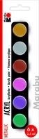 Marabu Acrylfarbe Set Metallic 6 x 3.5 ml - Art: Acrylfarbe - Detailfarbe: Mehrfarbig - Set: Ja - Verpackungseinheit: 6 Stück