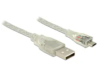 Delock USB 2.0-Kabel  USB A - Micro-USB B 0.5 m - Kabeltyp: Anschlusskabel - Detailfarbe: Transparent - USB Standard: 2.0 (480 Mbps) - Länge: 0.5 m - USB Anschluss 2 (Endgerät): Micro-USB B - Geschlecht Anschluss 2 (Endgerät): Male (Stecker)