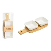G. Wurm 10038563 serving dish Bamboo, Ceramic White, Wood Square