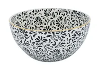 Kadastar Schale Metropolitan Floral 15 cm, Schwarz/Weiss - Unterteilungsmöglichkeit: Nein - Material: Steingut - Detailfarbe: Schwarz - Weiss - Set: Nein - Durchmesser: 15 cm - Verpackungseinheit: 1 Stück