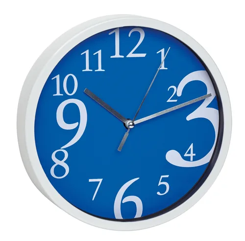 TFA Dostmann Wanduhr Analog Ø 20 cm, Blau/Weiss - Uhrtyp: Analog - Betriebsart: Batteriebetrieb - Funksignal: Nein - Funktionen: Zeit - Form: Rund - Detailfarbe: Blau - Weiss
