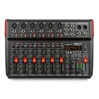 Vonyx Mischpult VM-KG10 - Bauform: Pultform - Stereoeingänge: 1 - Digitale Schnittstelle: USB - Mic-/Linekanäle: 10 - Auxwege: 1 - Powermixer: Nein