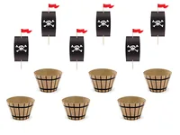 Partydeco Cupcake-Set Piraten 1 Stück - Materialtyp: Papier - Material: Papier - Nachhaltigkeit: Nicht angegeben - Backform Typ: Muffin-Backform - Motiv: Piraten - Detailfarbe: Braun - Schwarz
