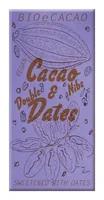 BioeCacao Dattelschokolade Double Dates Nibs 51% 90 g - Produkttyp: Dunkel - Nährwertangabe pro: 100 g - Energiegehalt (in kj): 2303 KJ - Energiegehalt (in kcal): 555 Kcal - Fett: 40 g - Davon gesättigte Fettsäuren: 24 g