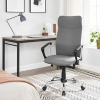 Songmics Bürostuhl mit Polsterrücken und Armlehnen, Grau - Produkttyp: Bürostuhl - Material Bezug: Stoff - Armlehnen: Ja - Material Fuss: Metall - Kunststoff - Rückenart: Polsterrücken - Rollenart: Universalrollen