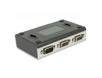 Delock Switchbox 2 Port RS-232/422/485 Bidirektional - Anzahl Eingänge: 2 × - Steckertyp Seite A: DB9 - Anzahl Ausgänge: 1 × - Steckertyp Seite B: DB9 - Material: Kunststoff - Bedienungsart: Tasten
