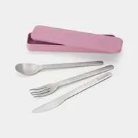 Brabantia Besteck-Set to go Make & Take 3-teilig, Pink/Rosa - Produkttyp: Besteck-Set to go - Material: Edelstahl - Griffmaterial: Edelstahl - Detailfarbe: Pink - Rosa - Anzahl Teile: 3 Teile - Spülmaschinenfest: Ja