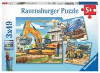 Ravensburger Puzzle Grosse Baufahrzeuge 3 x 49 Teile - Motiv: Fahrzeuge - Altersempfehlung ab: 5 Jahren - Tiefe: 3.7 cm - Breite: 27.5 cm - Effekte: Grosse Puzzleteile - Nachhaltigkeit: FSC®