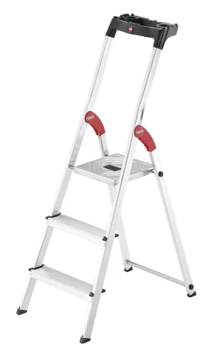 Hailo Stehleiter L60 3 Stufen - Höhe: 63 cm - 125 cm - Belastbarkeit: 150 kg - Produkttyp: Stehleiter - Anzahl Stufen: 3 ×
