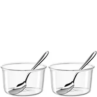 LEONARDO Schale mit Löffel Vetro 4-teilig, Transparent - Unterteilungsmöglichkeit: Nein - Material: Borosilikatglas - Detailfarbe: Transparent - Set: Ja - Form: Rund