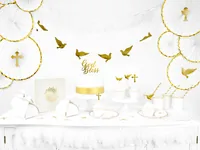 Partydeco Einwegteller mit Goldrand 18.5 cm, 6 Stück, Weiss - Produkttyp: Einwegteller - Materialtyp: Papier - Material: Pappe - Detailfarbe: Weiss - Verpackungseinheit: 6 Stück