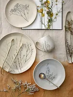 Bloomingville Speise-Service Bea 12-teilig, Nature - Material: Steingut - Teller Typ: Speise-Service - Detailfarbe: Nature - Form: Rund