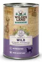 Wildes Land Nassfutter Wild mit Kürbis und Preiselbeeren 400 g - Tierbedürfnis: Kein besonderes Bedürfnis - Geschmacksrichtung: Wild - Zertifikate: Keine Zertifizierung - Fleischsorte: Wild - Futtereigenschaft: Ohne künstliche Zusätze - Single Protein - G