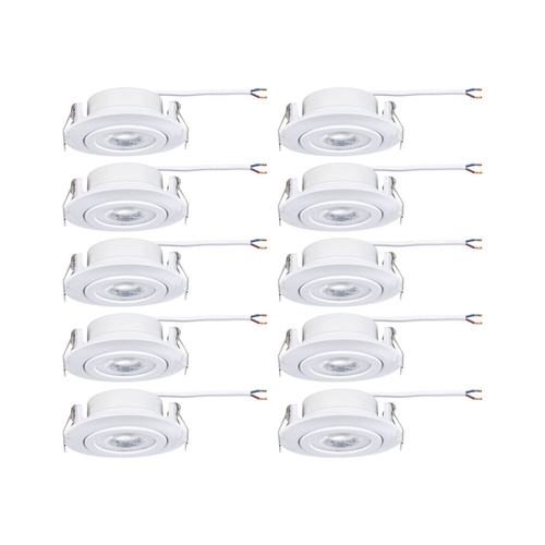Paulmann Einbauleuchte LED 10er-Set schwenkbar rund 82 mm - Leuchten Kategorie: Einbauleuchte - Betriebsart: Netzbetrieb - Lampensockel: LED fest verbaut - Farbtemperatur Kelvin: 3000 K - Gesamtleistung: 48 W - Farbwiedergabeindex CRI: 0