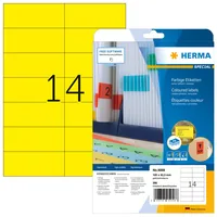HERMA Universal-Etiketten 10.5 x 4.23 cm, 280 Etiketten, Gelb - Klebehaftung: Selbstklebend - Ablösbar - Drucker Kompatibilität: Laser - Inkjet - Anzahl Blatt: 20 × - Papierformat: A4 - Anzahl Etiketten: 280 - Etikettengrösse: 105 x 42.3 mm