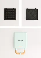 Create Waffeleisen Stone 2 in 1 Compact Pastellblau - Leistung: 800 W - Anzahl pro Durchgang: 1 - Motiv: Würfel