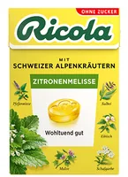 Ricola Bonbons Zitronenmelisse 2 x 50 g - Produkttyp: Lutschbonbons - Nährwertangabe pro: 100 g - Energiegehalt (in kj): 991 KJ - Energiegehalt (in kcal): 238 Kcal - Fett: 0 g - Gesättigte Fettsäuren: 0 g