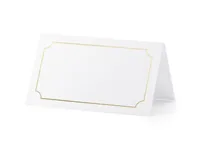 Partydeco Tischkarte Goldrahmen 9.5 x 5.5 cm, 10 Stück - Papierformat: 9.5 x 5.5 cm - Motiv: Hochzeit - Verpackungseinheit: 10 Stück - Detailfarbe: Weiss - Inkl. Couvert: Nein