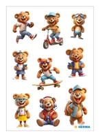 Herma Stickers Motivsticker Coole Teddys 3 Blatt mit je 9 Stickern - Motiv: Teddy