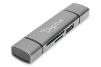 COMBO CARD READER HUB USB-C+ USB 3.0 1X SD 1X MICROSD GREY