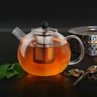 Creano Teekanne 1 l, Transparent - Material: Glas - Filtertyp: Edelstahlfilter - Fassungsvermögen: 1 l - Kompatible Kochfelder: Manuell - nicht für Kochfelder