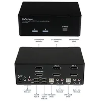 StarTech.com 2 Port Dual DisplayPort USB KVM Switch mit Audio - DisplayPort Desktop KVM Umschalter mit USB Hub - 4xUSB Buchse 2xDP Buchse - K