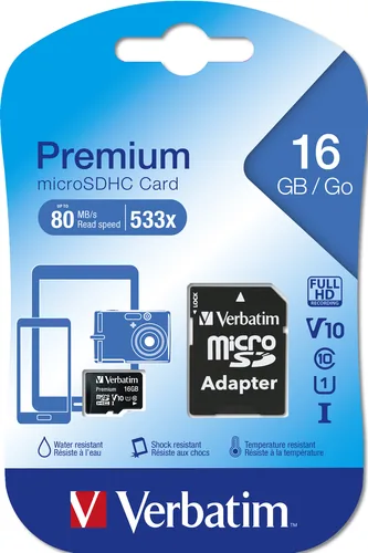 Verbatim Premium 16 GB MicroSDHC Klasse 10