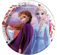 Amscan Einwegteller Disney Frozen 8 Stück - Produkttyp: Einwegteller - Materialtyp: Papier - Material: Pappe - Detailfarbe: Dunkelviolett - Hellblau - Weiss - Verpackungseinheit: 1 Stück