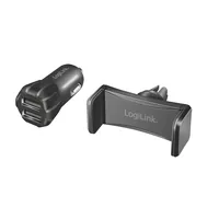 Logilink USB Kfz Ladegerät Smartphone Halterung im Set
