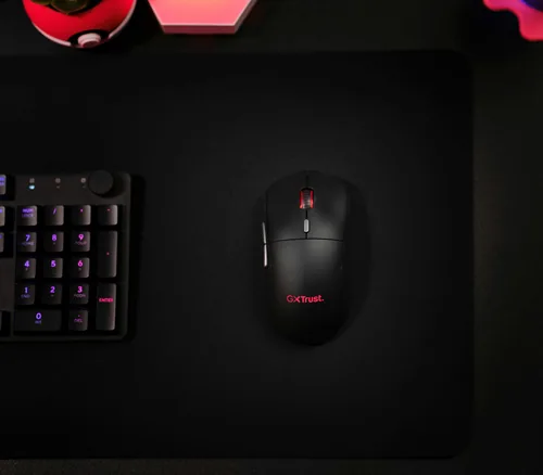 Trust Gaming-Maus GXT 926 Redex II - Maus Features: Seitliche Zusatztasten - Beleuchtung - Programmierbare Tasten - Bedienungsseite: Rechtshänder - Detailfarbe: Schwarz - Gewicht: 99 g - Verbindungsart: Kabellos - Schnittstelle: USB-C