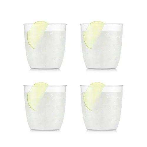 Bodum Outdoor-Becher Kvadrant 200 ml, Transparent, 4 Stück - Produkttyp: Becher - Material: Kunststoff - Biologisch abbaubar: Nein - Nachhaltigkeit: Nicht angegeben - Set: Ja - Zusammenklappbar: Nein
