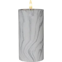Star Trading LED-Kerze Pillar Flamme Marble Ø 7.5 x 17.5 cm, Grau - Betriebsart: Batteriebetrieb - Fernbedienung: Nein - Aussenanwendung: Nein - Höhe: 17.5 cm - Timerfunktion: Ja - Set: Nein
